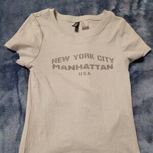 Grey H&M Cropped NYC Tee